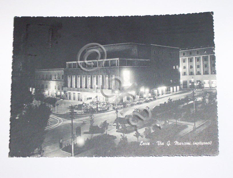 Cartolina Lecce - Via G. Marconi ( notturno ) 1959.