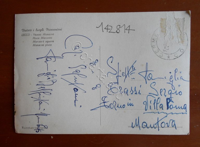 Cartolina Lecco - Piazza Manzoni - 1960 ca.