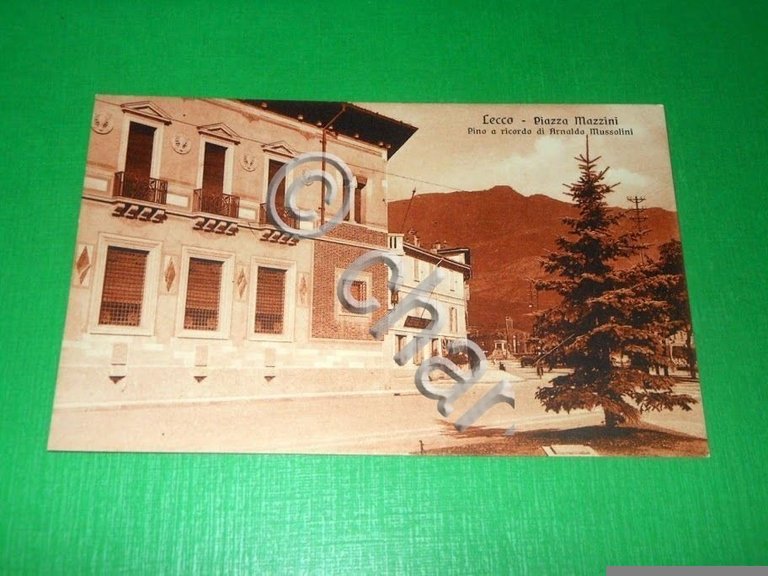 Cartolina Lecco - Piazza Mazzini - Pino a ricordo di …