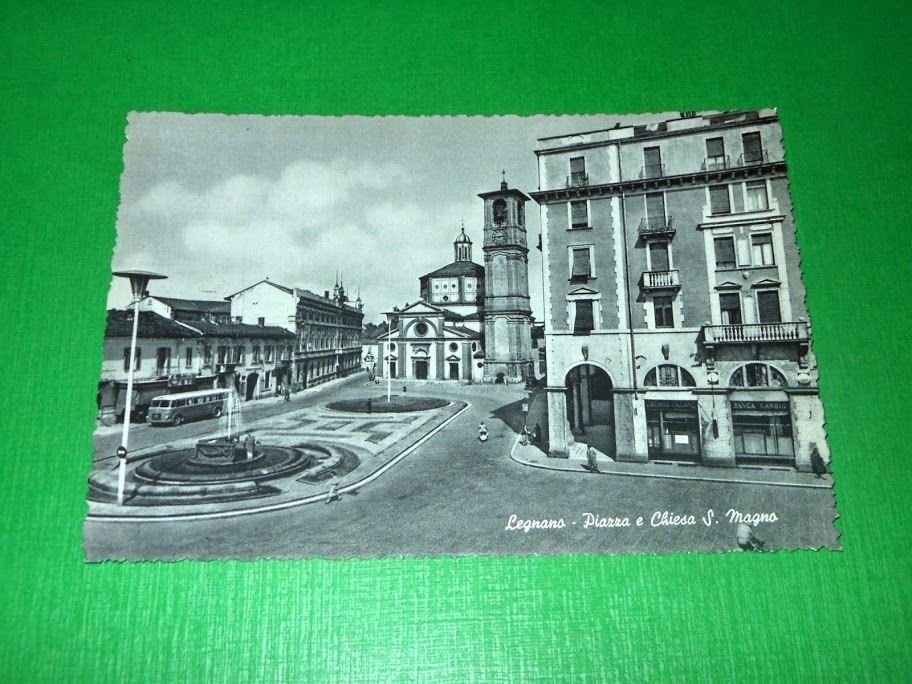 Cartolina Legnano - Piazza e Chiesa S. Magno 1950 ca.