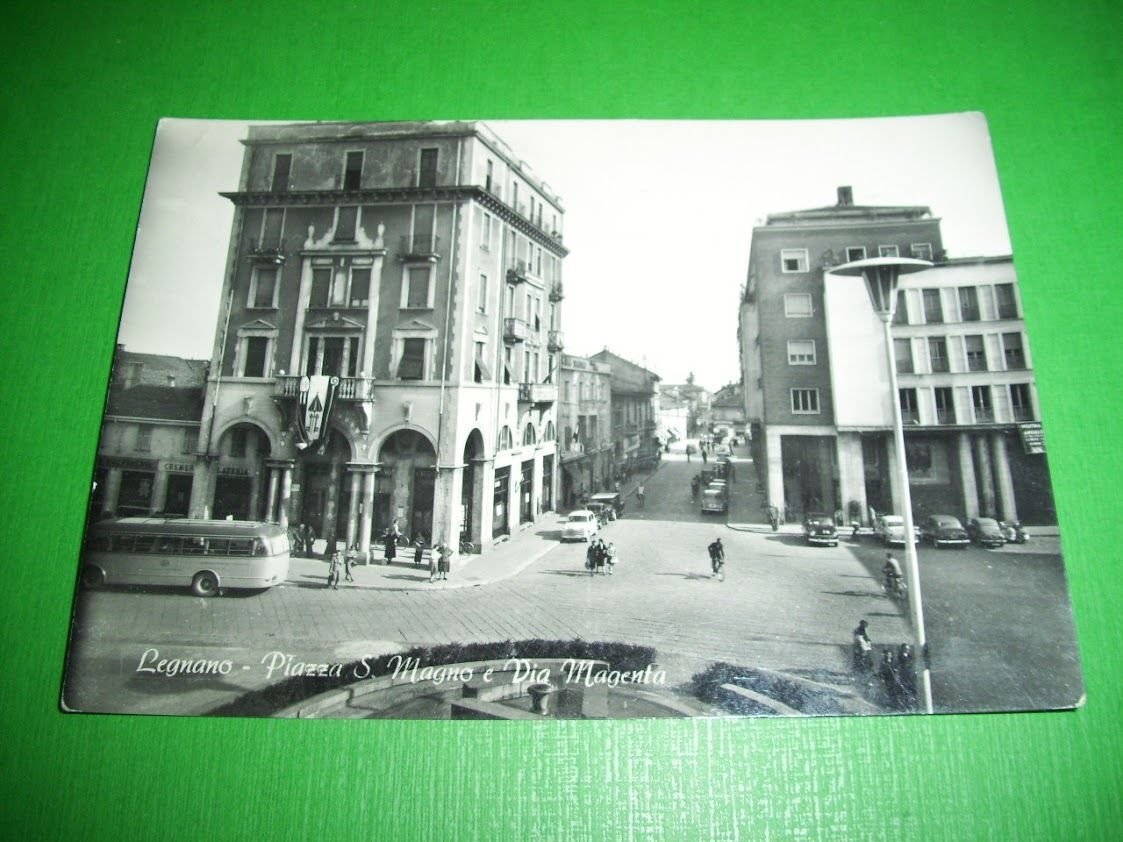 Cartolina Legnano - Piazza S. Magno e Via Magenta 1957 …