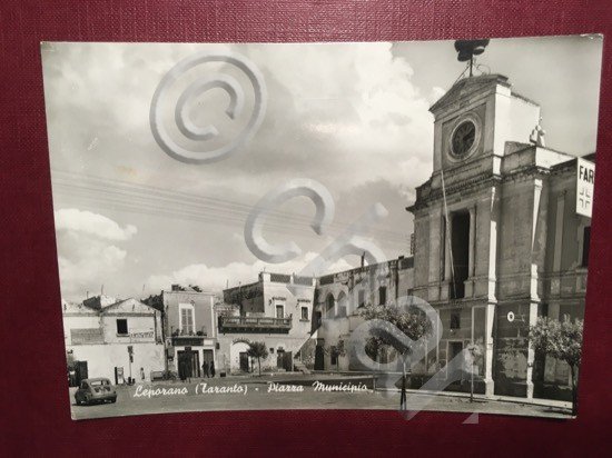 Cartolina Leporano - Taranto - Piazza Municipio - 1960 ca.