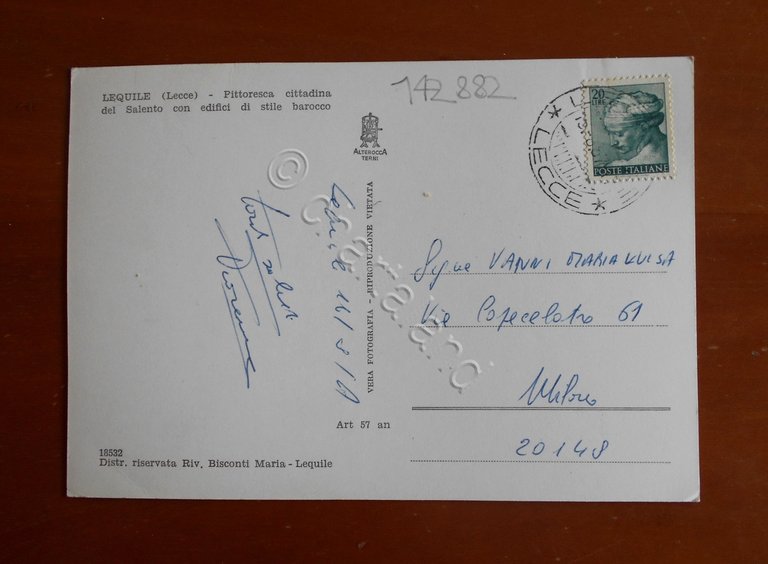 Cartolina Lequile (Lecce) - Chiesa di S. Vito - 1967