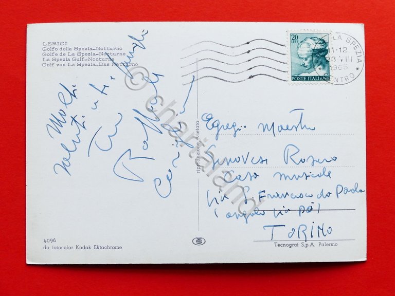 Cartolina Lerici - Golfo della Spezia - Notturno - 1965