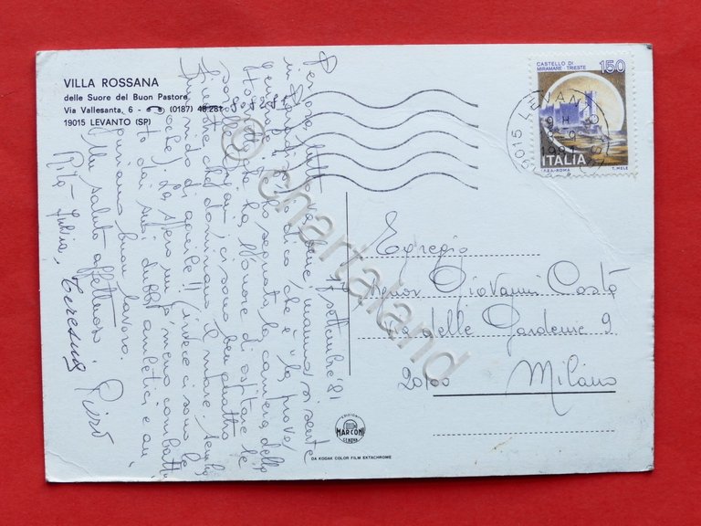 Cartolina Levanto - Villa Rossana delle Suore del Buon Pastore …