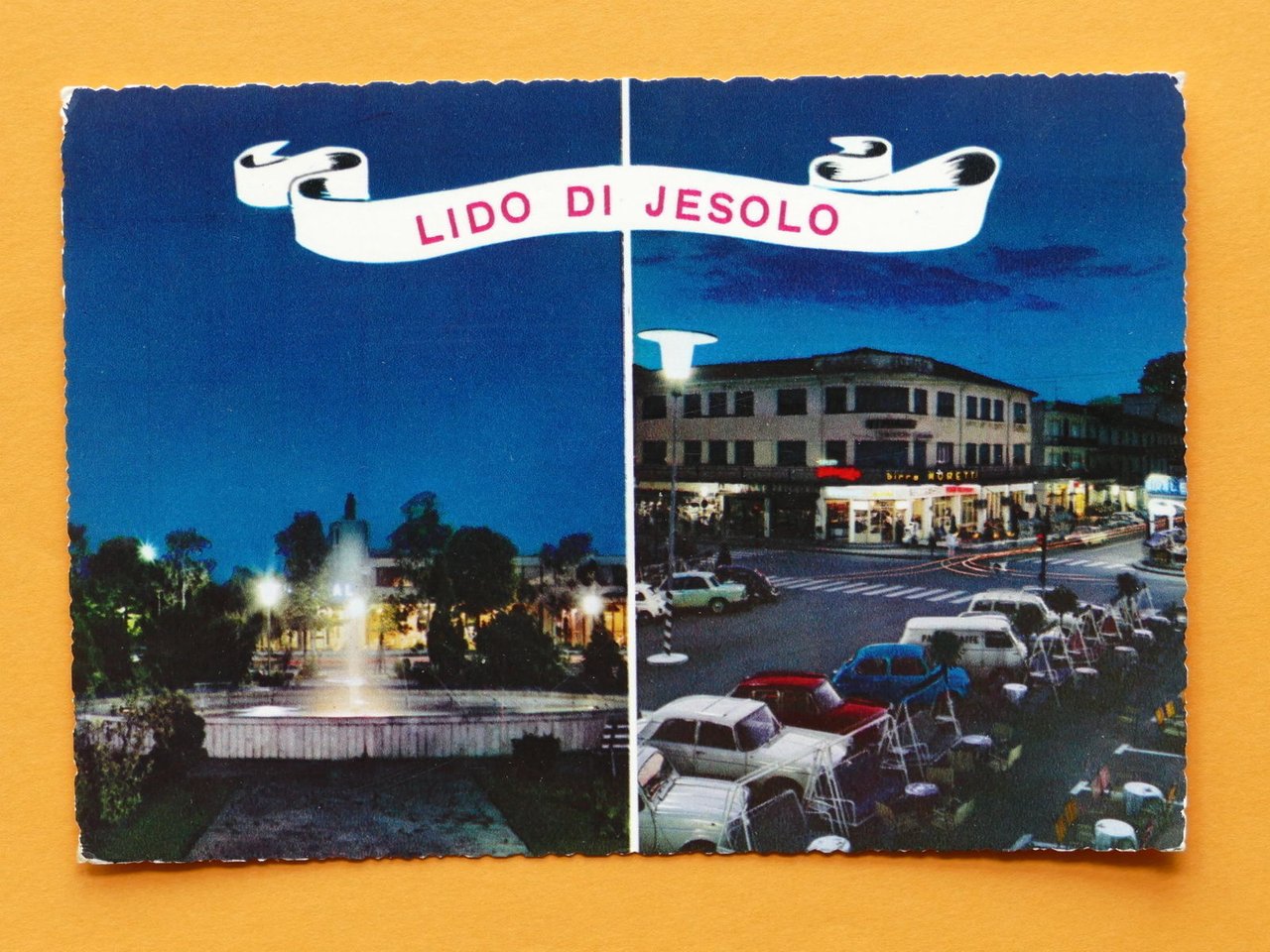Cartolina Lido di Jesolo - Notturrno - 1966.