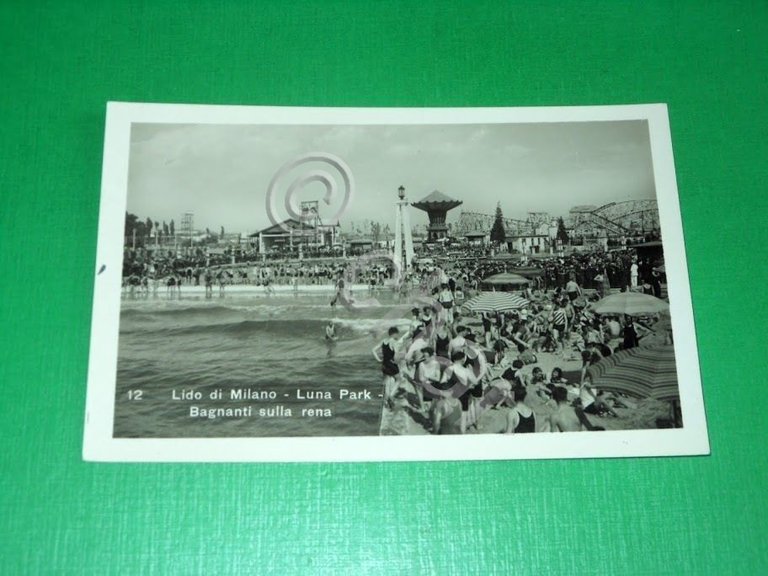 Cartolina Lido di Milano - Luna Park - Bagnanti sulla …