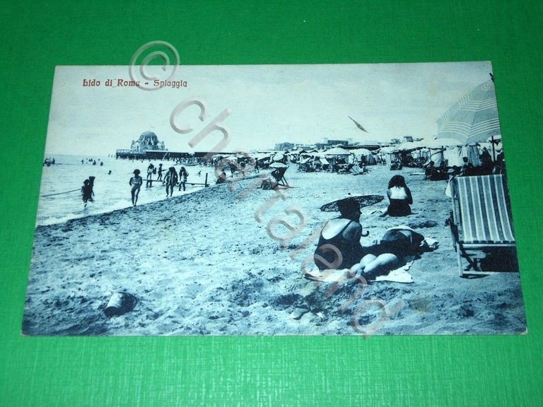 Cartolina Lido di Roma - Spiaggia 1920 ca.