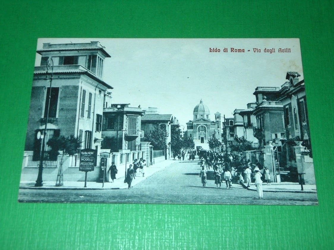 Cartolina Lido di Roma - Via degli Acilii 1920 ca.