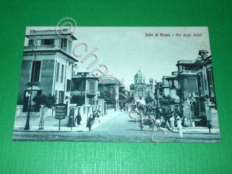 Cartolina Lido di Roma - Via degli Acilii 1920 ca.