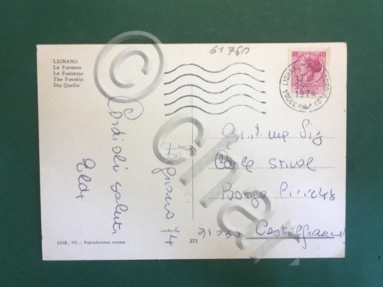 Cartolina Lignano - La Fontana - 1974