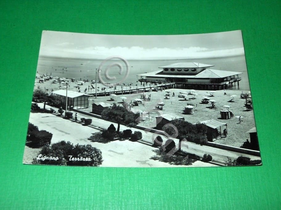 Cartolina Lignano - Terrazza 1955 ca.