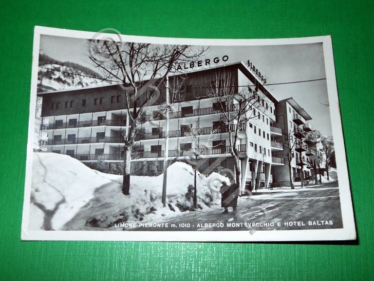 Cartolina Limone Piemonte - Albergo Montevecchio e Hotel Baltas 1965.