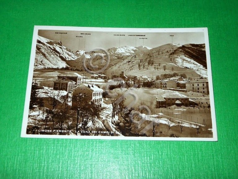 Cartolina Limone Piemonte - La zona dei campi di sci …