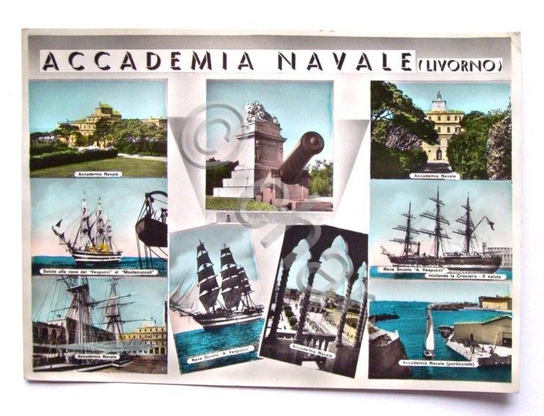 Cartolina Livorno - Accademia Navale - vedute 1958