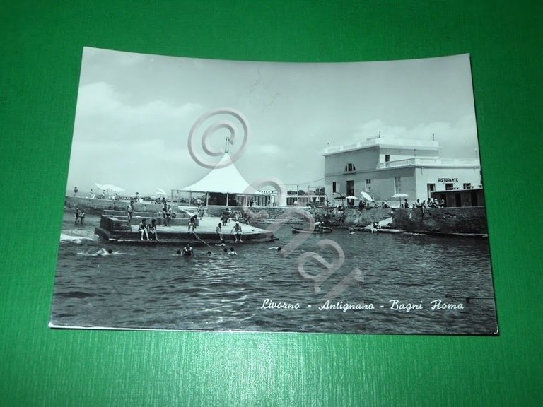 Cartolina Livorno - Antignano - Bagni Roma 1955