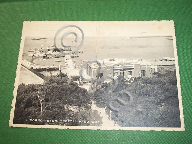 Cartolina Livorno - Bagni Trotta - Panorama 1939