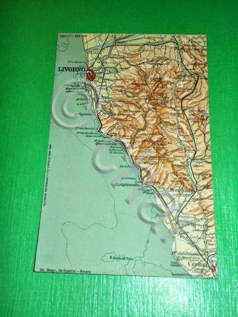 Cartolina Livorno - Cartina geografica dei dintorni 1910 ca