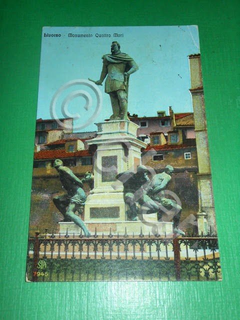 Cartolina Livorno - Monumento Quattro Mori 1918.