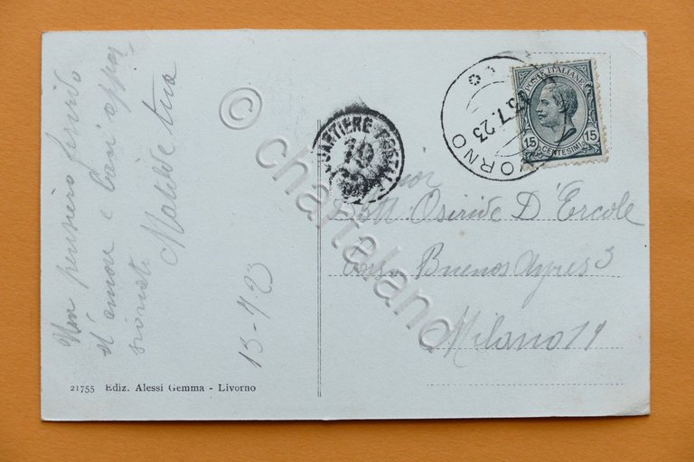 Cartolina Livorno - Rotonda di Ardenza - 1923.