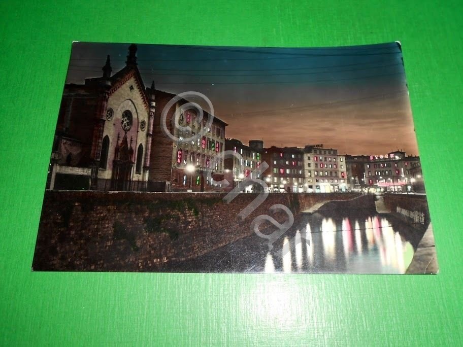 Cartolina Livorno di notte - Scali degli Olandesi e Piazza …