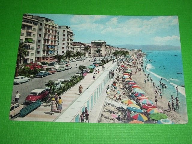 Cartolina Loano - Lungomare e spiaggia 1963.