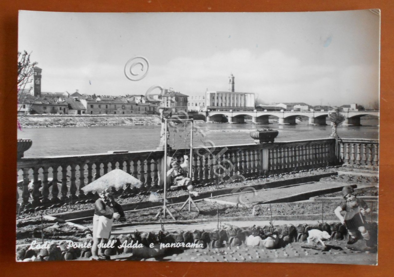 Cartolina Lodi - Ponte sull' Adda e panorama - 1958 | Immagine principale