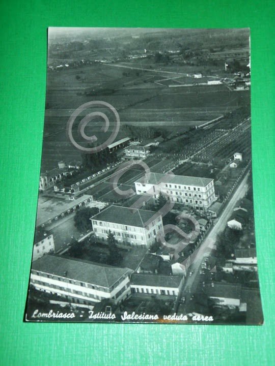 Cartolina Lombriasco - Istituto Salesiano - Veduta aerea 1956.