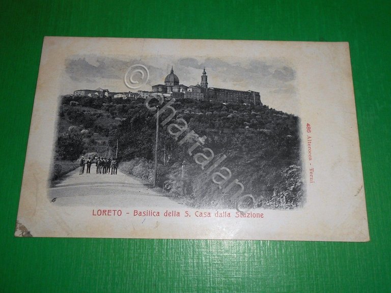 Cartolina Loreto - Basilica della S. Casa dalla Stazione .