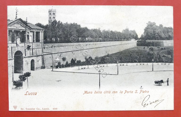 Cartolina Lucca - Mura della città con la Porta di …