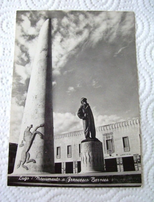 Cartolina Lugo - Monumento a Francesco Baracca 1950 ca.