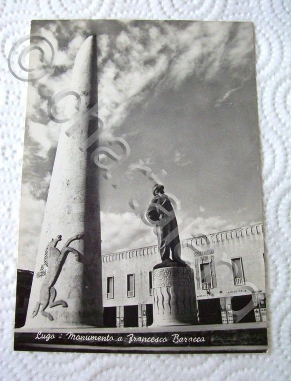 Cartolina Lugo - Monumento a Francesco Baracca 1950 ca.