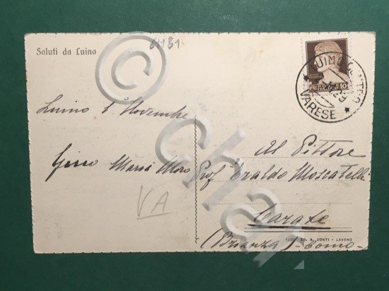 Cartolina Luino - Lago Maggiore - Villa Crivelli - 1929