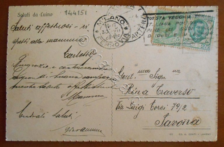 Cartolina Luino (Lago Maggiore) - Panorama - 1928