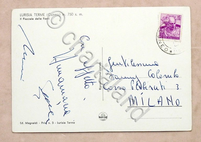 Cartolina Lurisia Terme - Il Piazzale delle Fonti - 1963