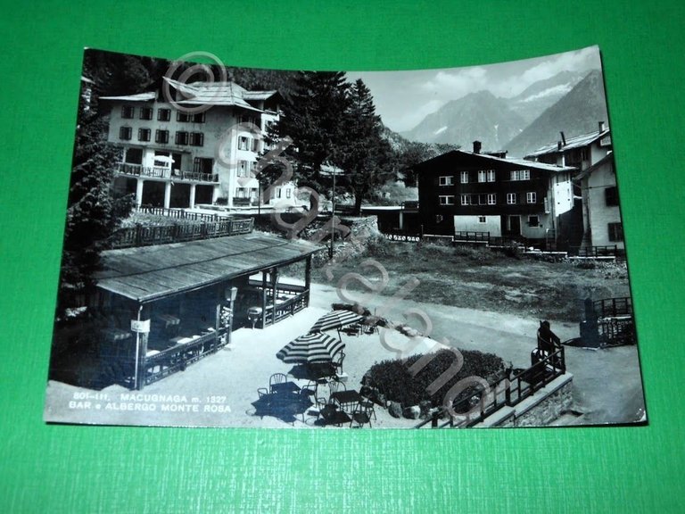 Cartolina Macugnaga - Bar e Albergo Monte Rosa 1956