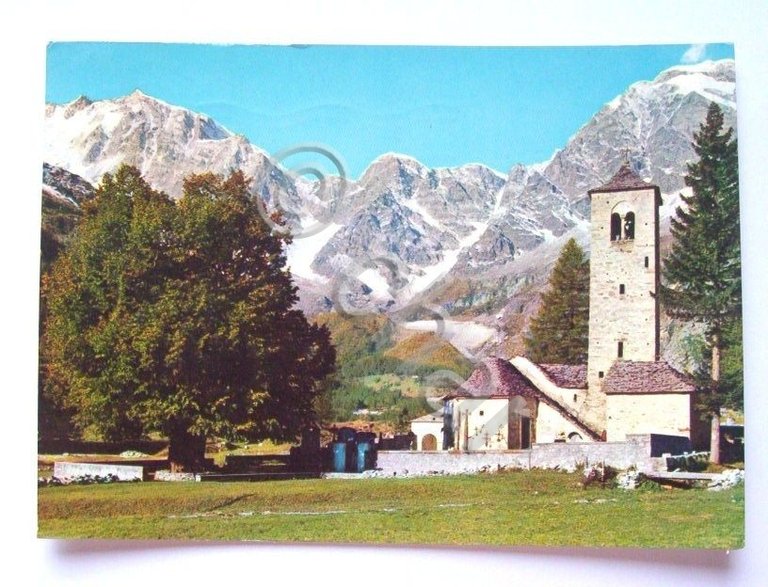 Cartolina Macugnaga - Chiesa vecchia 1965