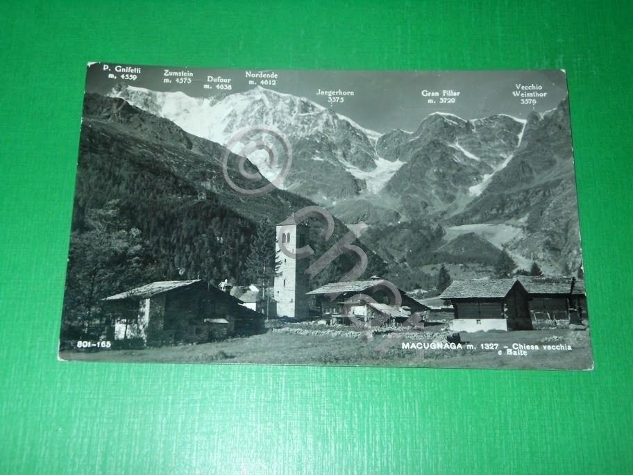 Cartolina Macugnaga - Chiesa vecchia e Baite 1960. | Immagine principale