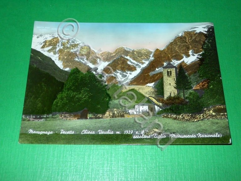 Cartolina Macugnaga - Pecetto - Chiesa Vecchia e il secolare …