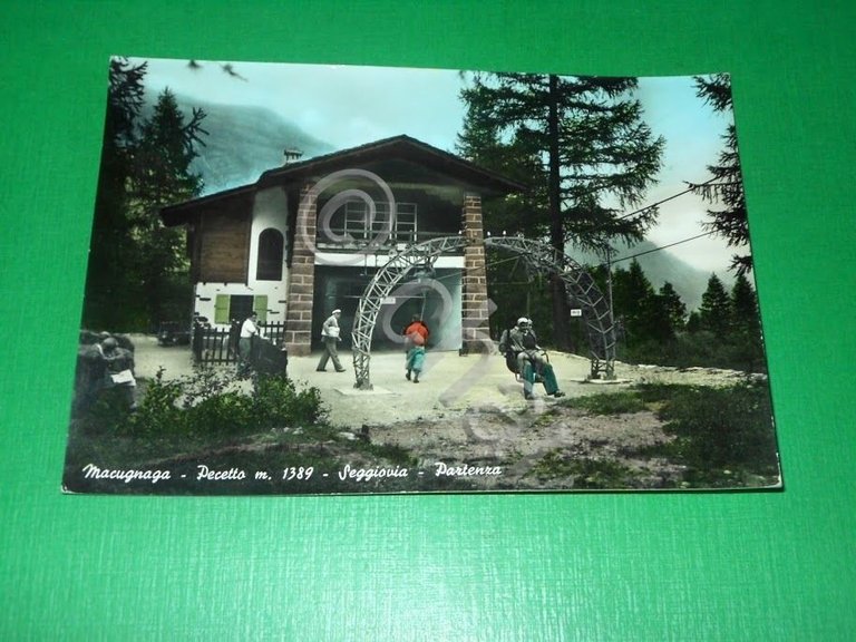 Cartolina Macugnaga - Pecetto - Seggiovia - Partenza 1960