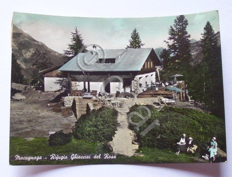 Cartolina Macugnaga - Rifugio Ghiacciai del Rosa 1961