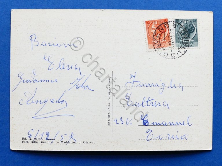 Cartolina Maddalena di Giaveno - Panorama - 1957.