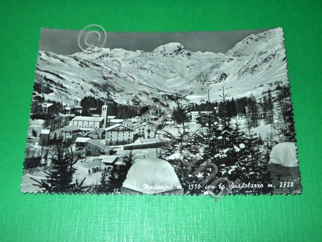 Cartolina Madesimo - Panorama con lo Spadolazzo 1956.