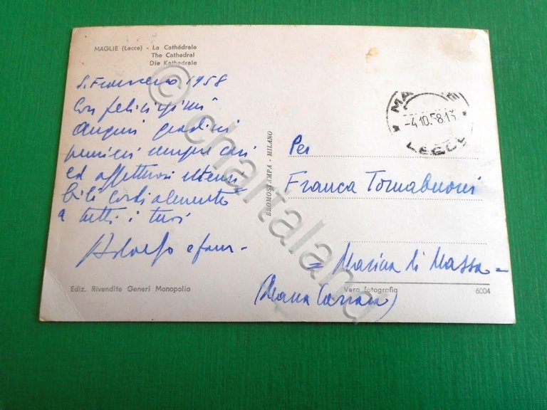 Cartolina Maglie ( Lecce ) - La Cattedrale 1958.