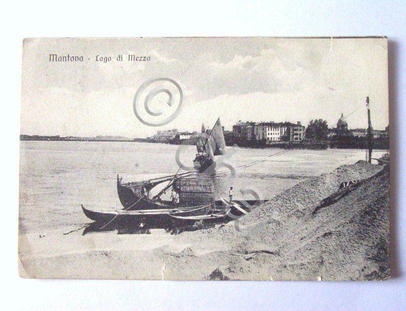 Cartolina Mantova - Lago di Mezzo 1909.