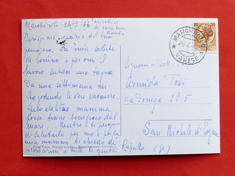 Cartolina Marchirolo - Scorcio panoramico - 1966.