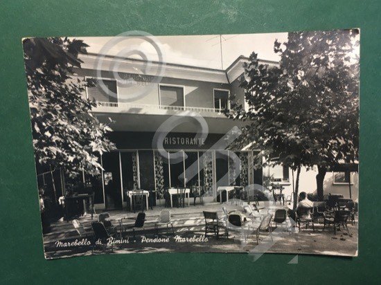 Cartolina Marebello di Rimini - Pensione Marebello - 1960