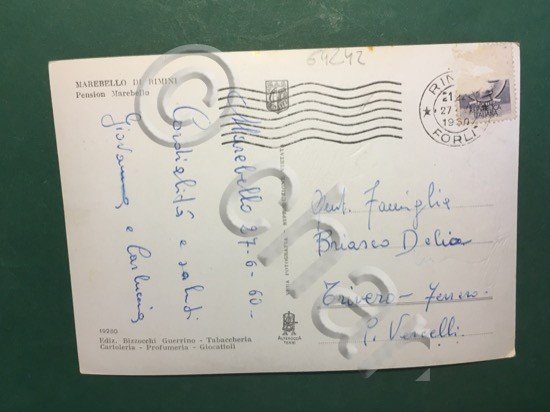 Cartolina Marebello di Rimini - Pensione Marebello - 1960