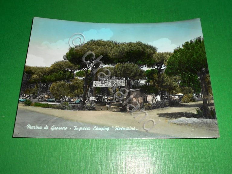 Cartolina Marina di Grosseto - Ingresso Camping Rosmarina 1966