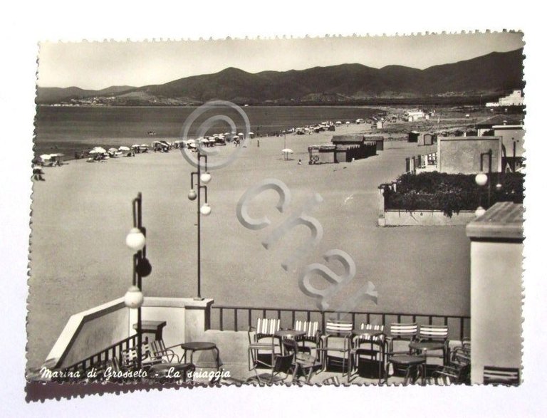 Cartolina Marina di Grosseto - La spiaggia 1956